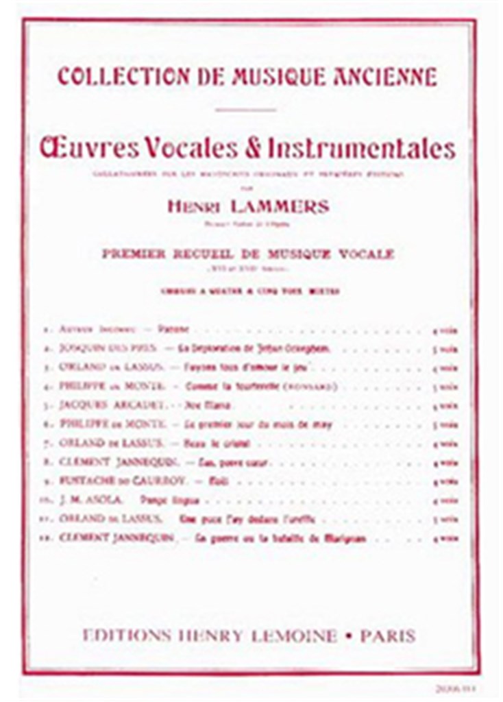 Oeuvres vocales et instrumentales