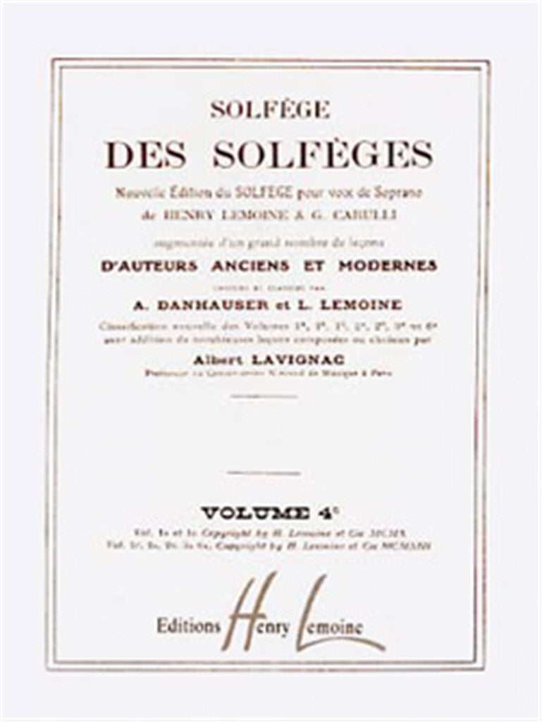 Solfège des Solfèges, Vol. 4C sans accompagnement