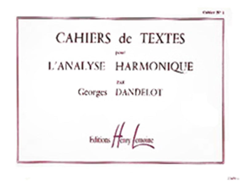 Cahiers de textes L'analyse harmonique, Vol. 1