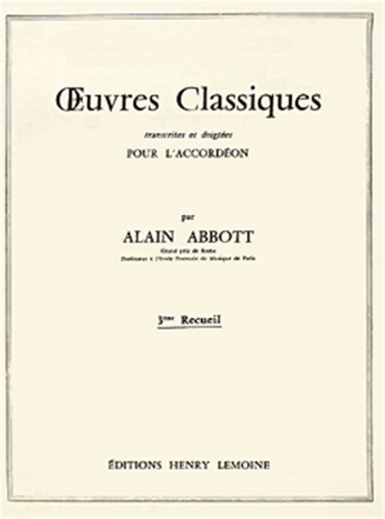 Oeuvres classiques, Vol. 3