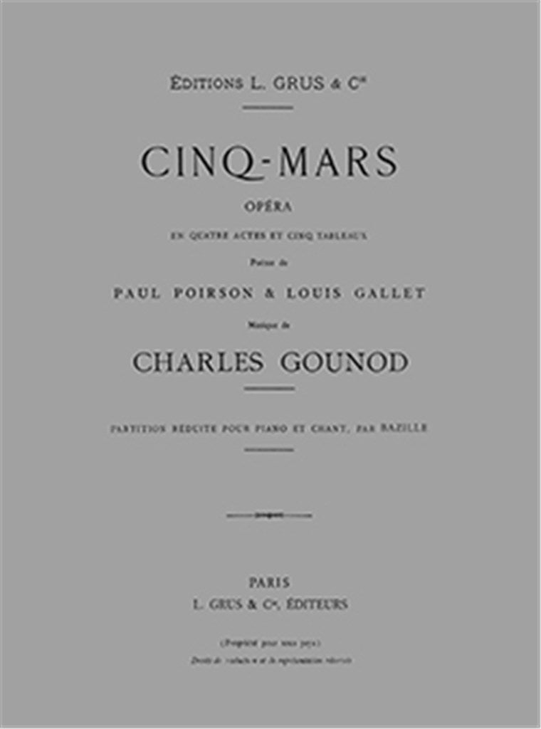 Cinq Mars (Vocal Score)