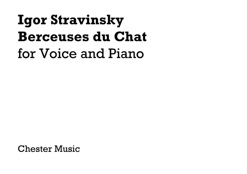 Berceuses Du Chat For Voice And Piano