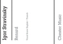 Renard (Vocal/Piano Score)