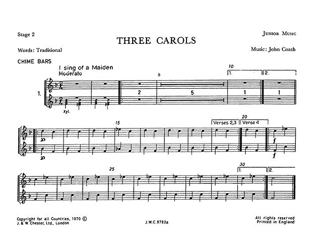 Three Carols Junior Music Stage 2
