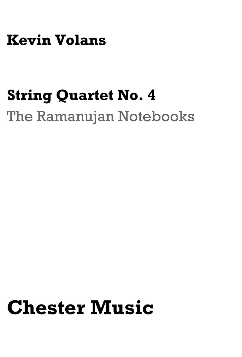 String Quartet No. 4 'The Ramanujan Notebooks' (Score)