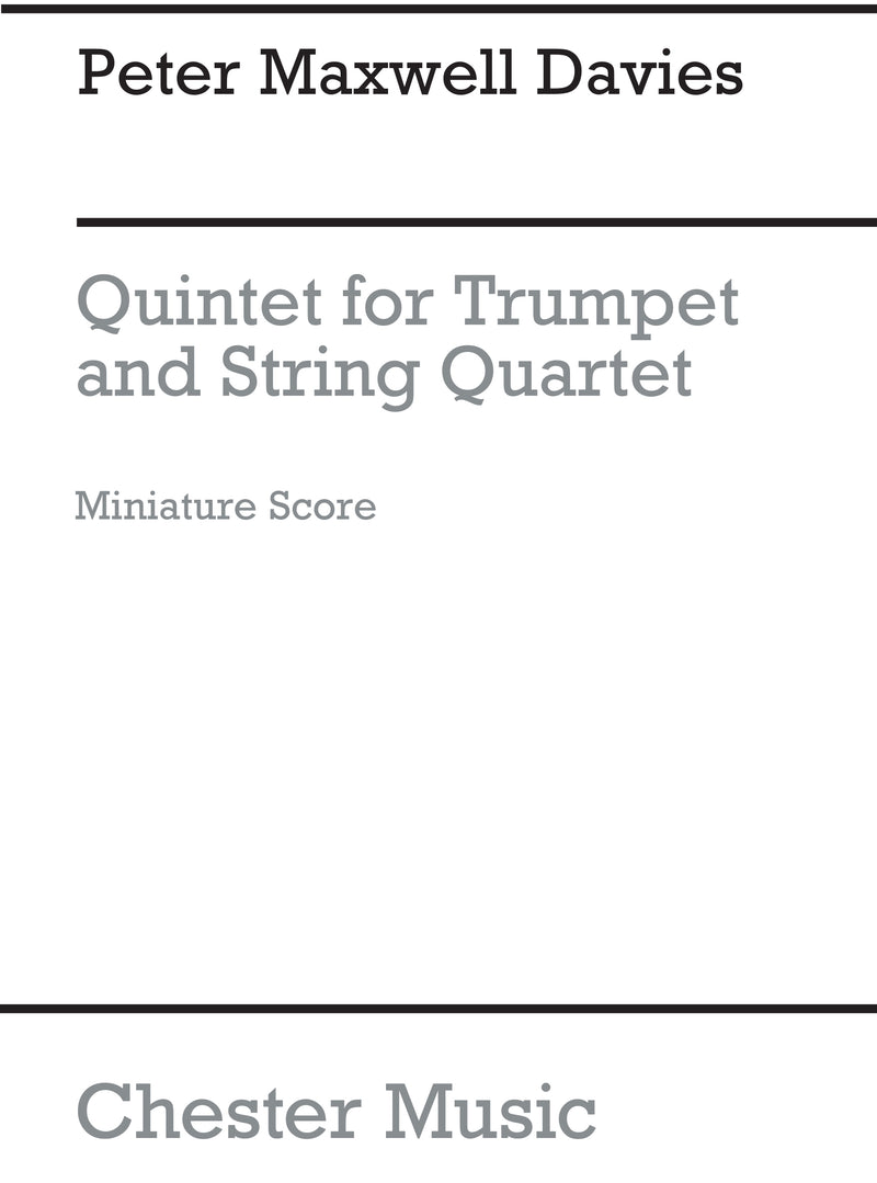 Quintet For Trumpet And String Quartet (Score)
