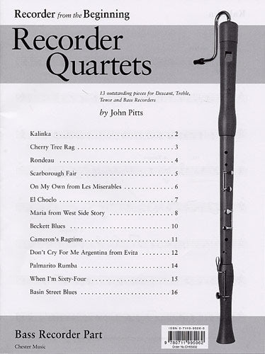 Recorder Quartets: Bass Recorder Part