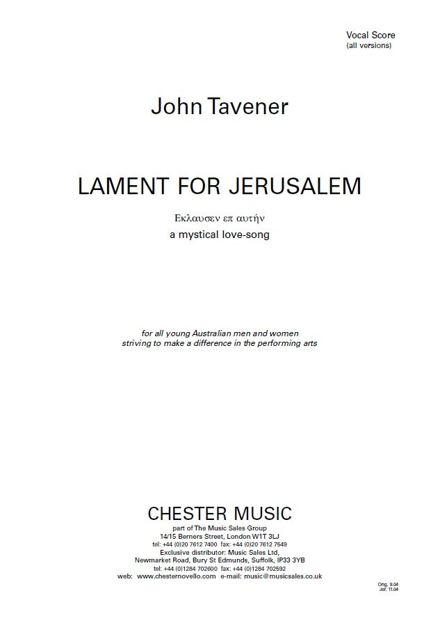 Lament For Jerusalem