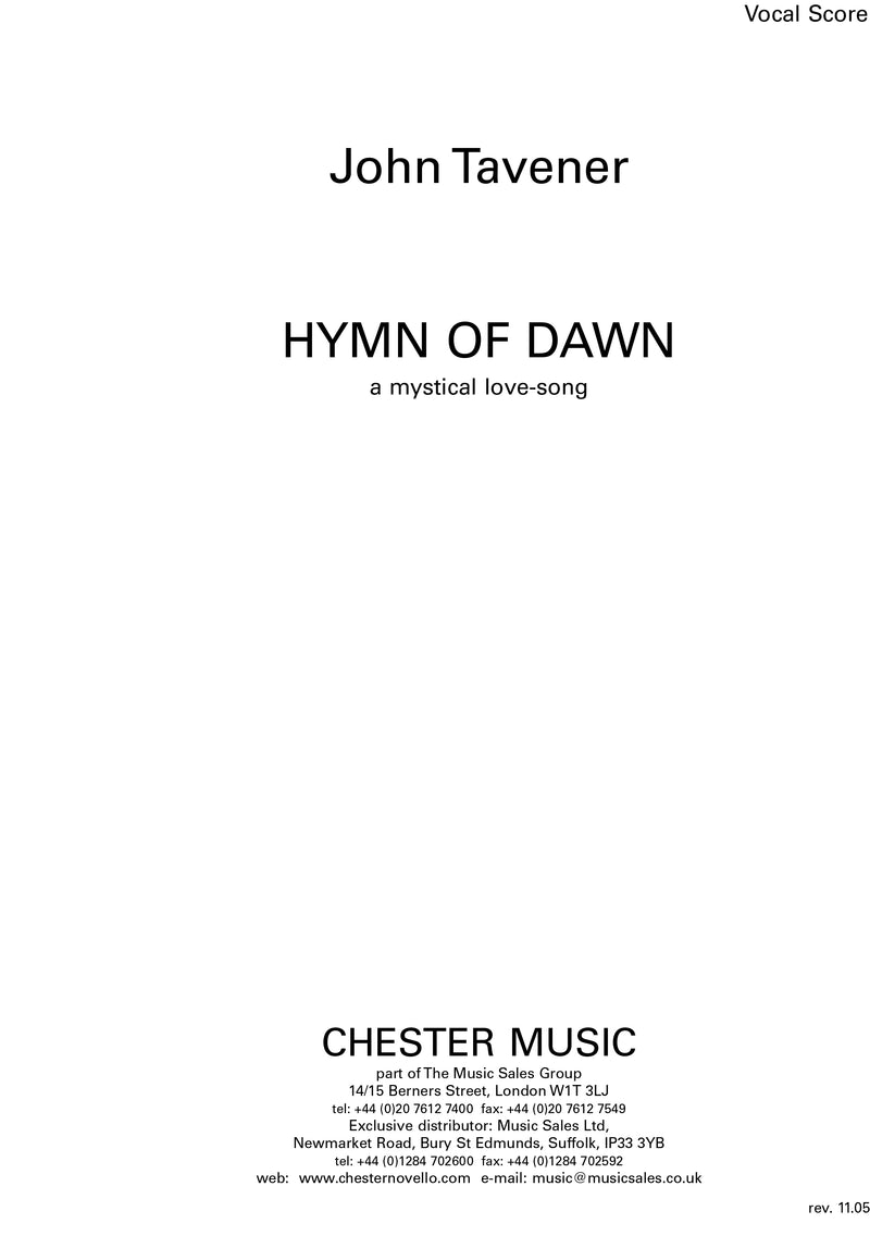 Hymn Of Dawn (Vocal Score)