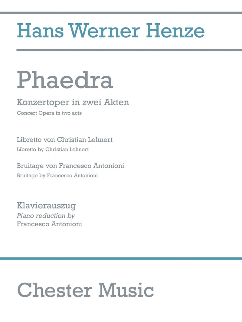 Phaedra (Vocal Score)