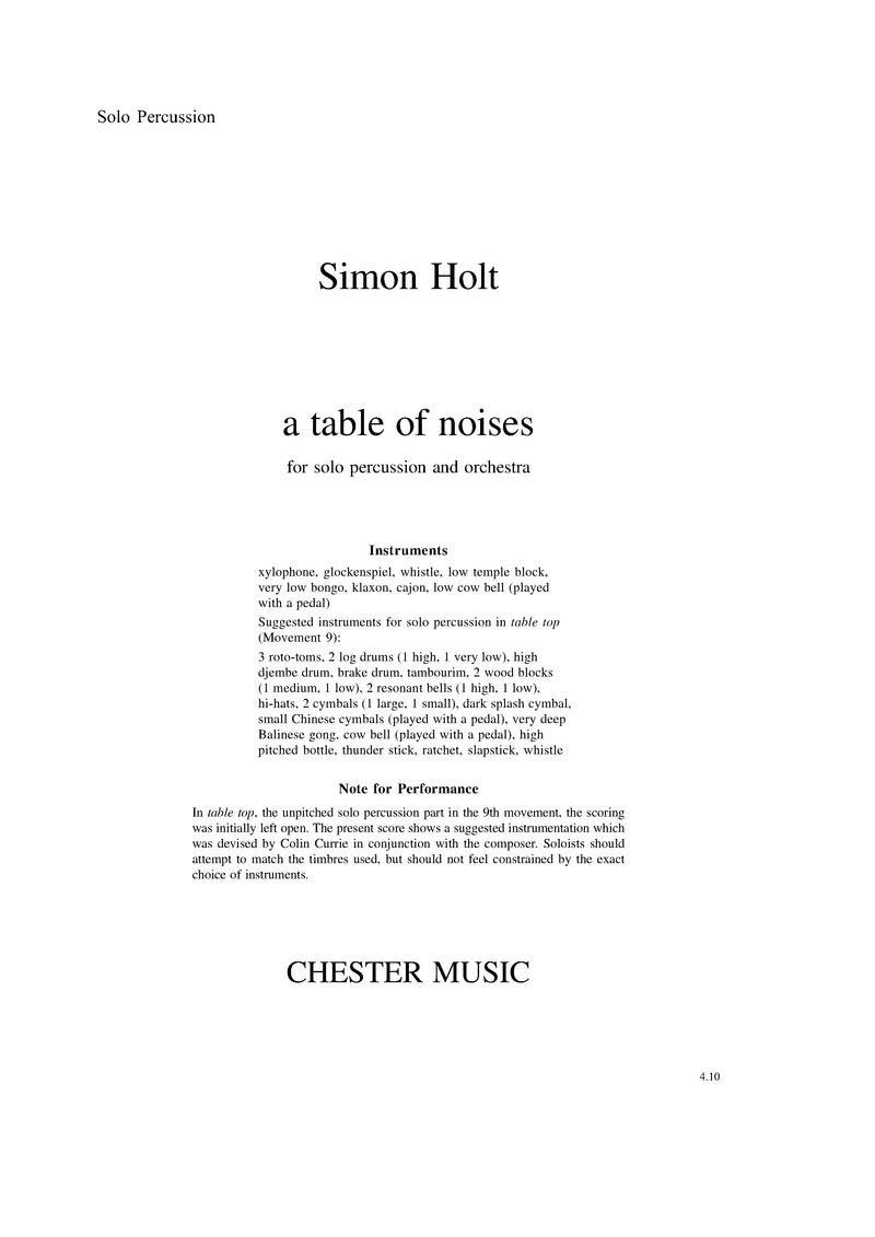 A Table Of Noises (Percussion Part)