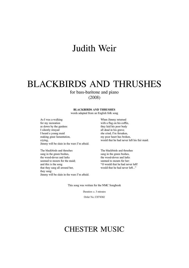 Blackbirds And Thrushes - Bass-Baritone/Piano