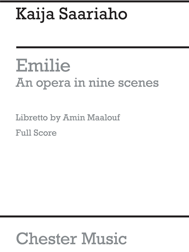 Emilie Opera In Nine Scenes  (Full Score)