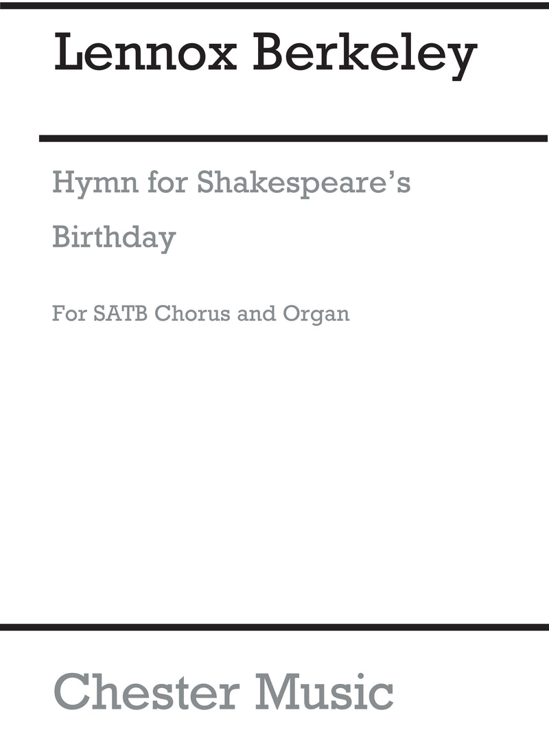 Hymn For Shakespeare's Birthday (SATB/Organ)