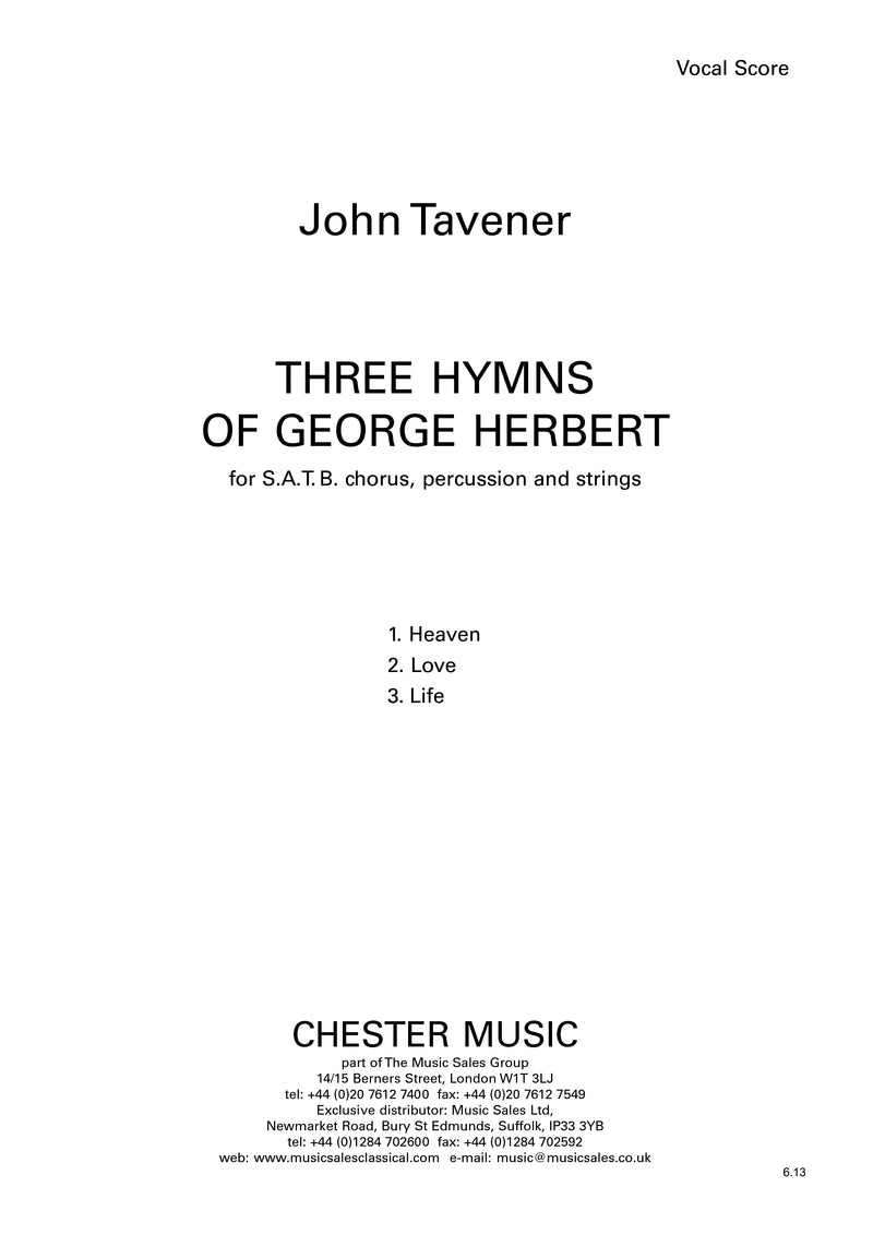 Three Hymns Of George Herbert (SATB and Piano)