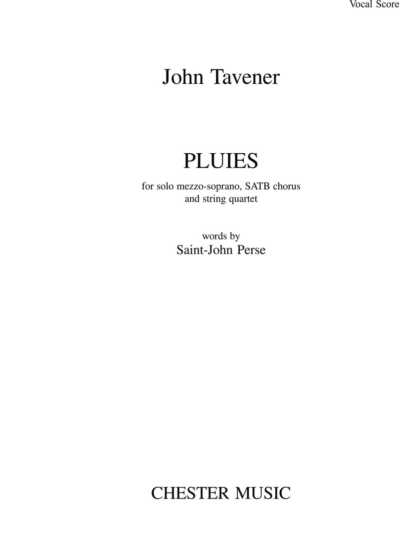 Pluies (Mezzo-Soprano, SATB and Piano Accompaniment)