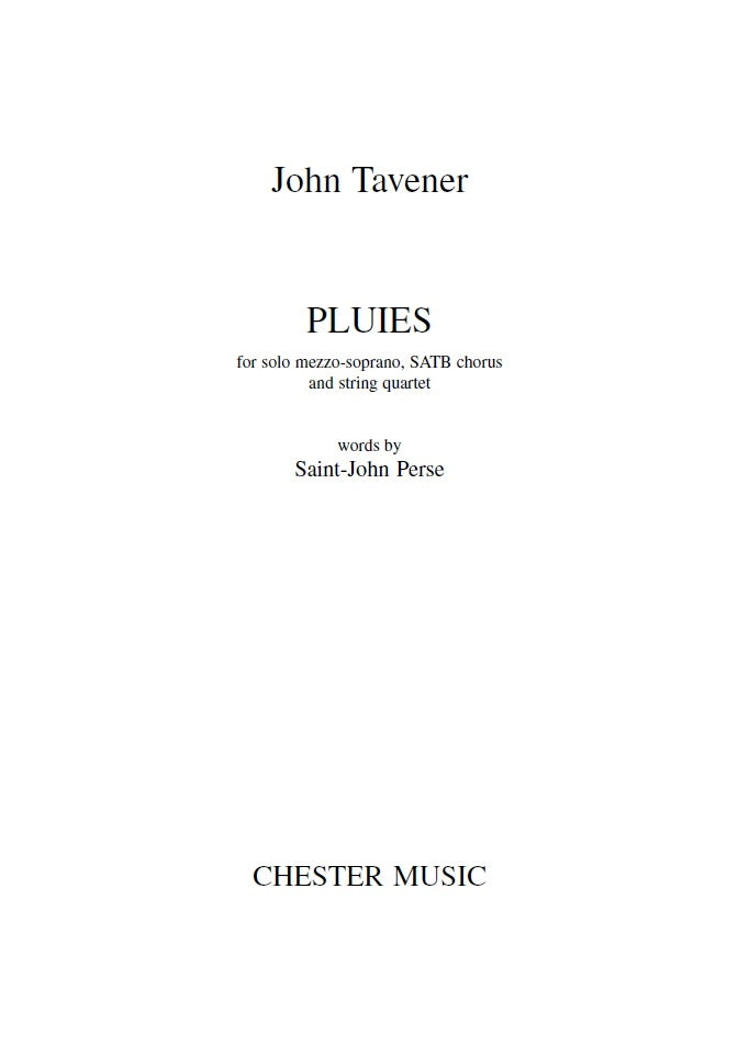 Pluies (Mezzo-Soprano, SATB and String Quartet)