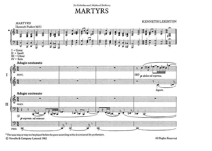 Martyrs Organ Duet Op. 73