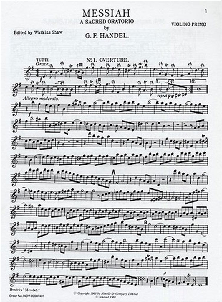 Messiah (ed. Watkins Shaw), Violin 1 part