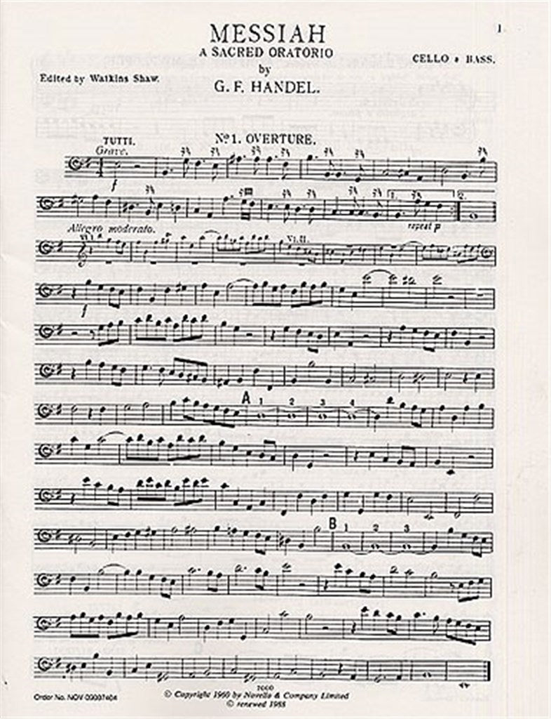 Messiah (ed. Watkins Shaw), Cello/Double Bass part