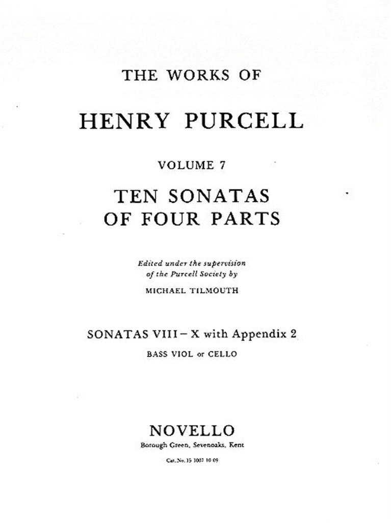 Ten Sonatas of Four Parts, vol. 3 (Cello part)