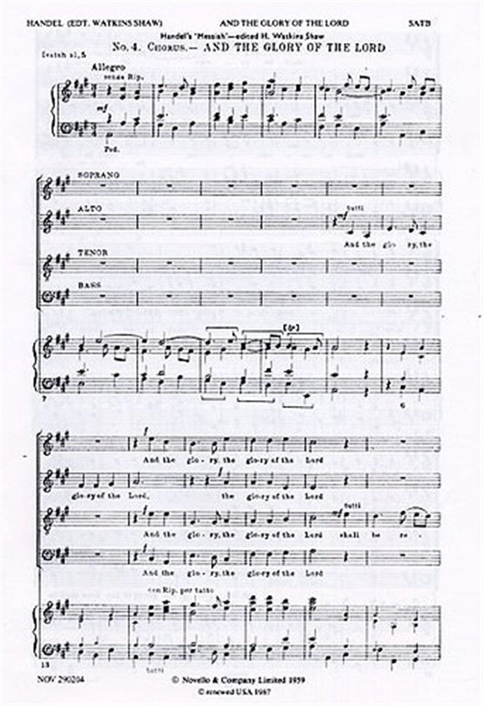 And The Glory of The Lord (Choral Score)