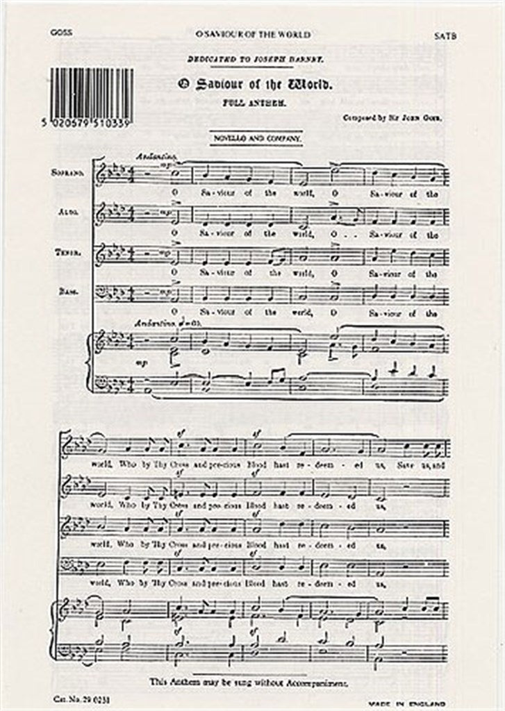 O Saviour of The World (Choral Score)