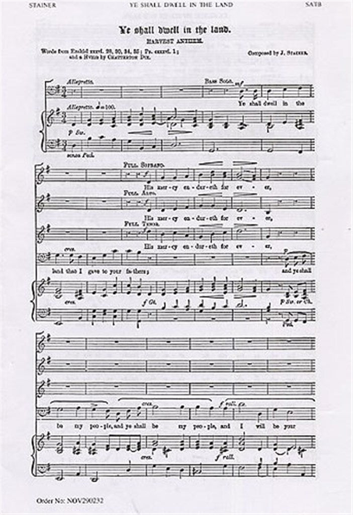 Ye Shall Dwell In The Land (SATB and Organ)