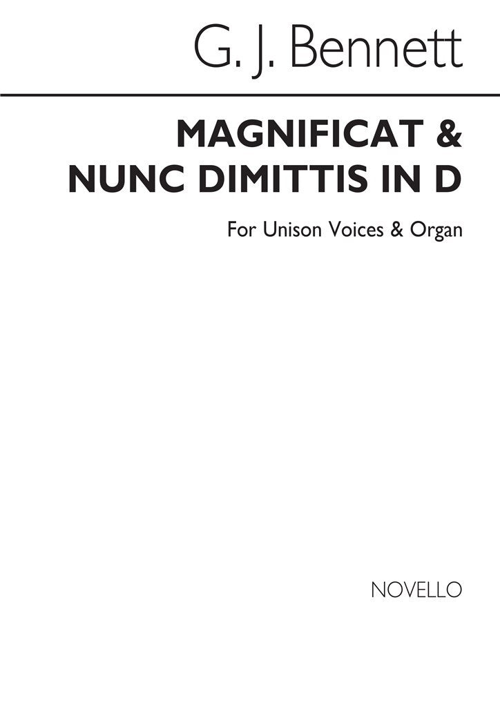 Magnificat and Nunc Dimittis In D (Unison Voice Organ Accompaniment)