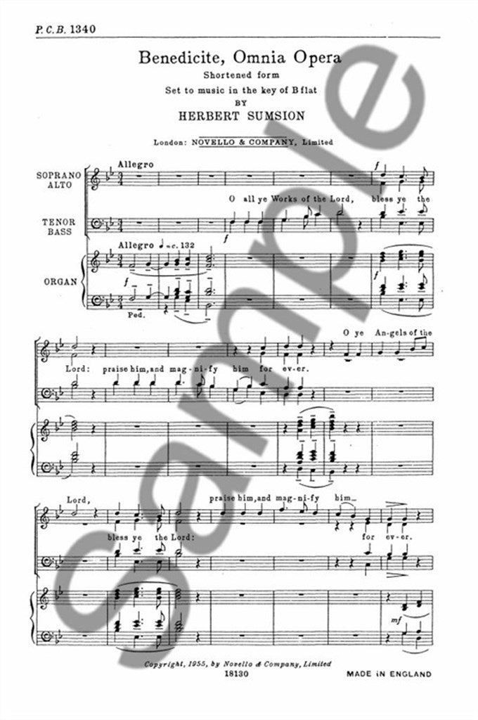 Benedicite Omnia Opera (Choral Score)