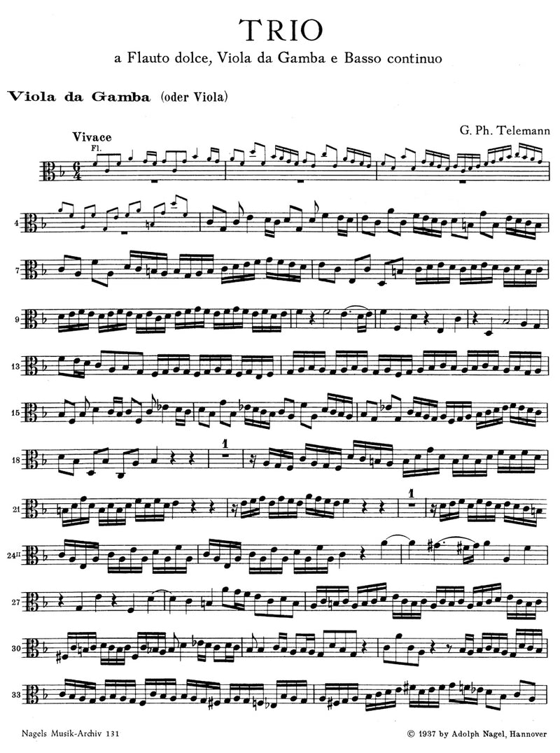 Trio for Alto Recorder, Viola da Gamba and Basso continuo