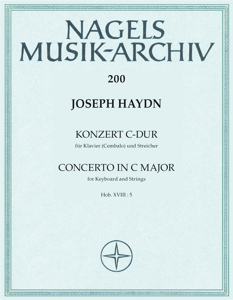 Concerto in C major for Piano (harpsichord) and Strings (without Viola) XVIII:5 [score & parts]
