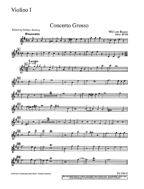 Concerto Grosso h-Moll (Violin I rip. part)