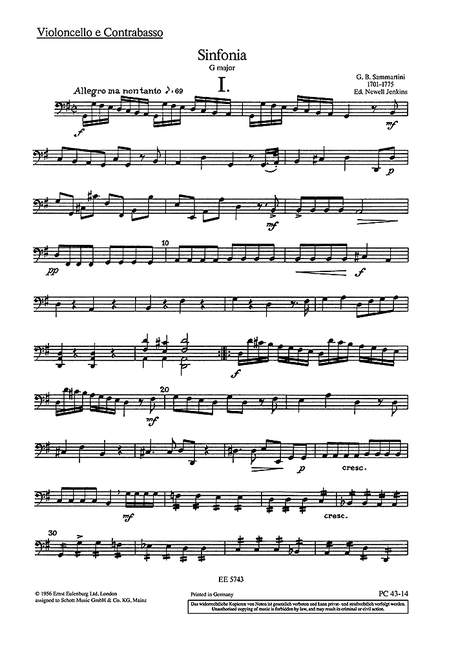 Sinfonia G-Dur J-C 39 (Cello/Double Bass part)