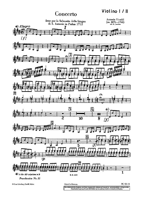 Concerto D-Dur op. 35/19 RV 212a / PV 165 (Violin I/II part)