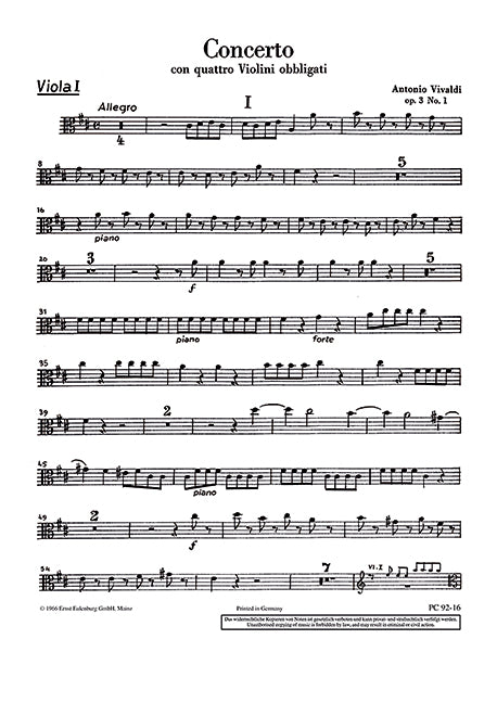 L'Estro Armonico op. 3/1 RV 549 / PV 146 (Viola I part)