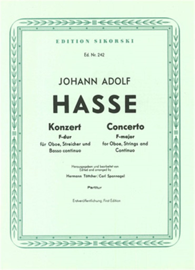 Concerto F major for Oboe, Strings and basso continuo (Score Only)