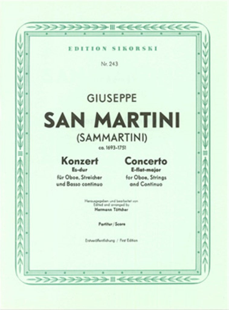 Concerto E-flat major for Oboe, Strings and basso continuo (Score Only)