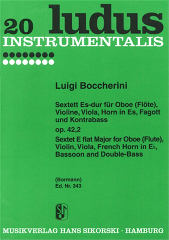 Sextett für Oboe (Flöte), Violine, Viola, Horn in Es, Fagott und Kontrabass (Set of Parts)