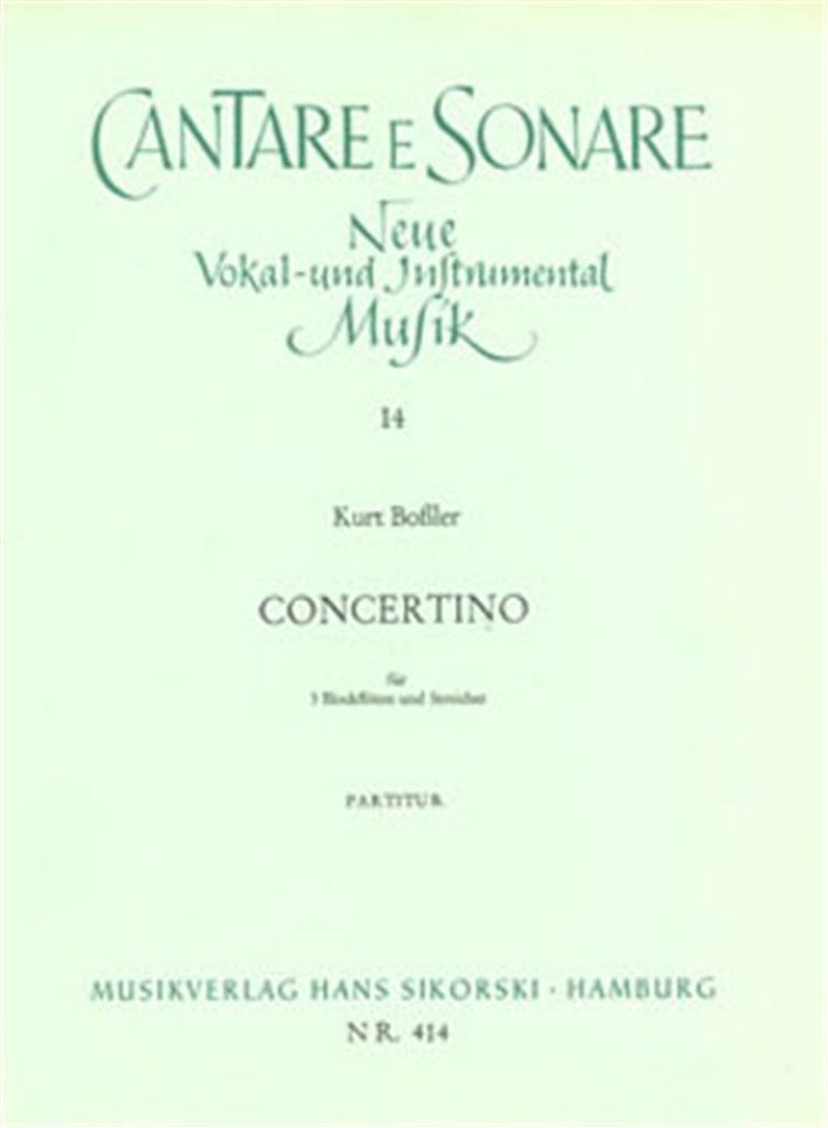Concertino für 3 Blockflöten und Streicher (Score Only)