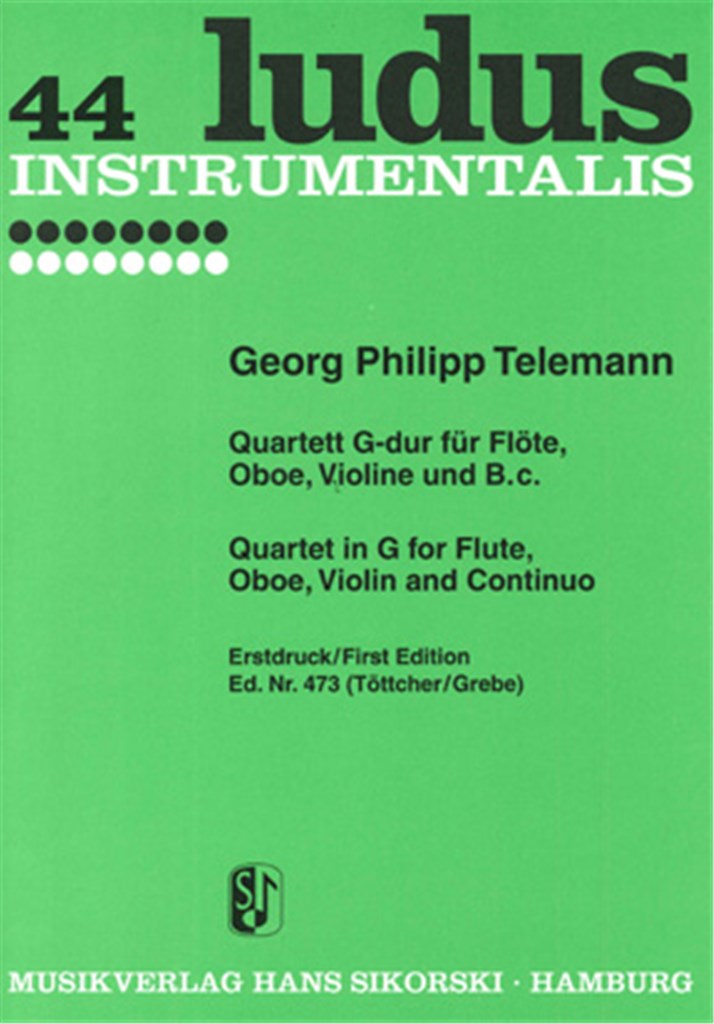 Quartet G major for Flute, Oboe, Violin and basso continuo, TWV 43:G2 (Set of Parts)