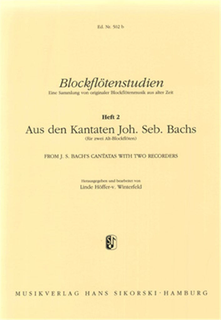 Blockflötenstudien, Book 2: Aus den Kantaten Joh. Seb. Bachs