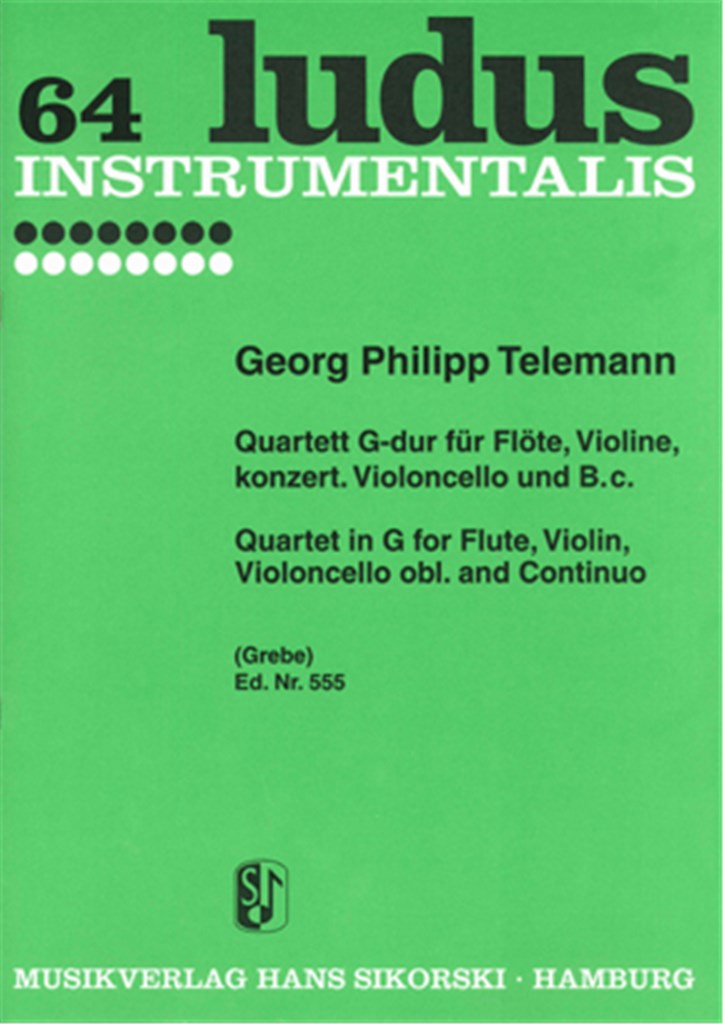 Quartet G major for Flute, Violoncello concertato and basso continuo (Score & Parts)