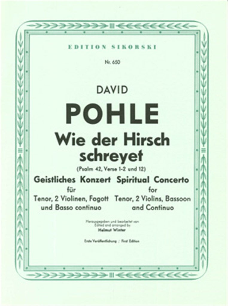 Wie der Hirsch schreyet (Psalm 42, Verse 1-2 & 12) (Set of string parts)