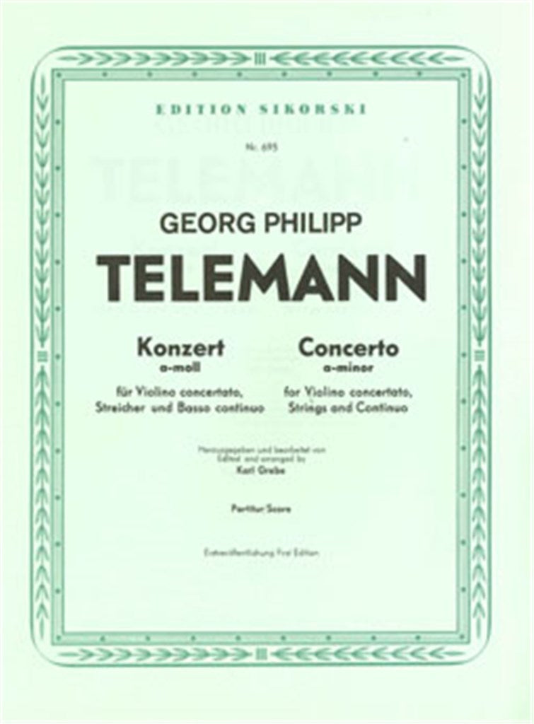 Concerto A minor for Violino concertato, Strings and basso continuo, TWV 51:a1 (Score Only)