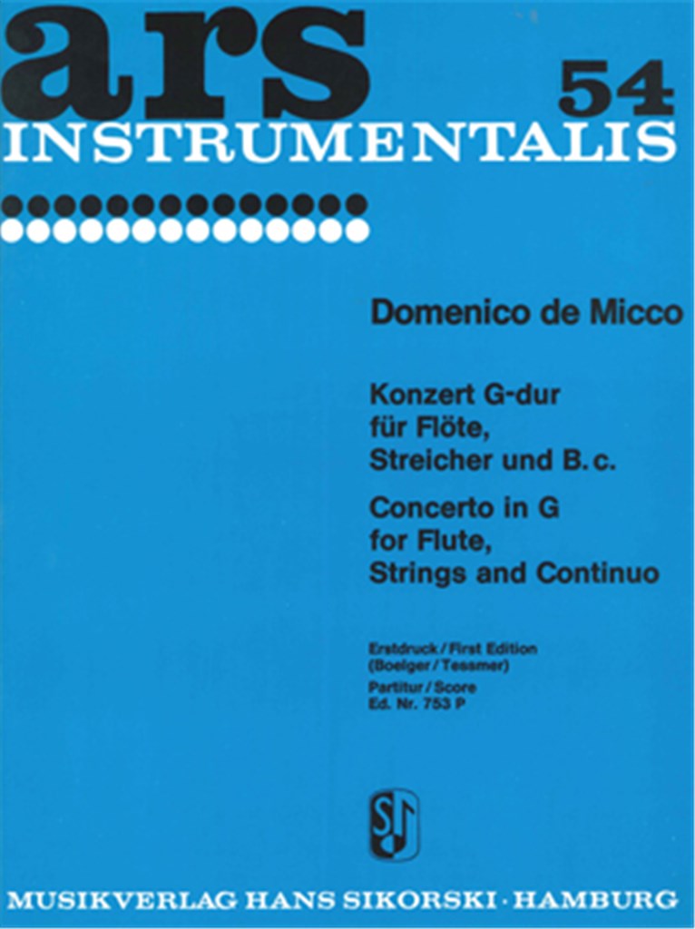Concerto G major for Flute, Strings and basso continuo (Score Only)