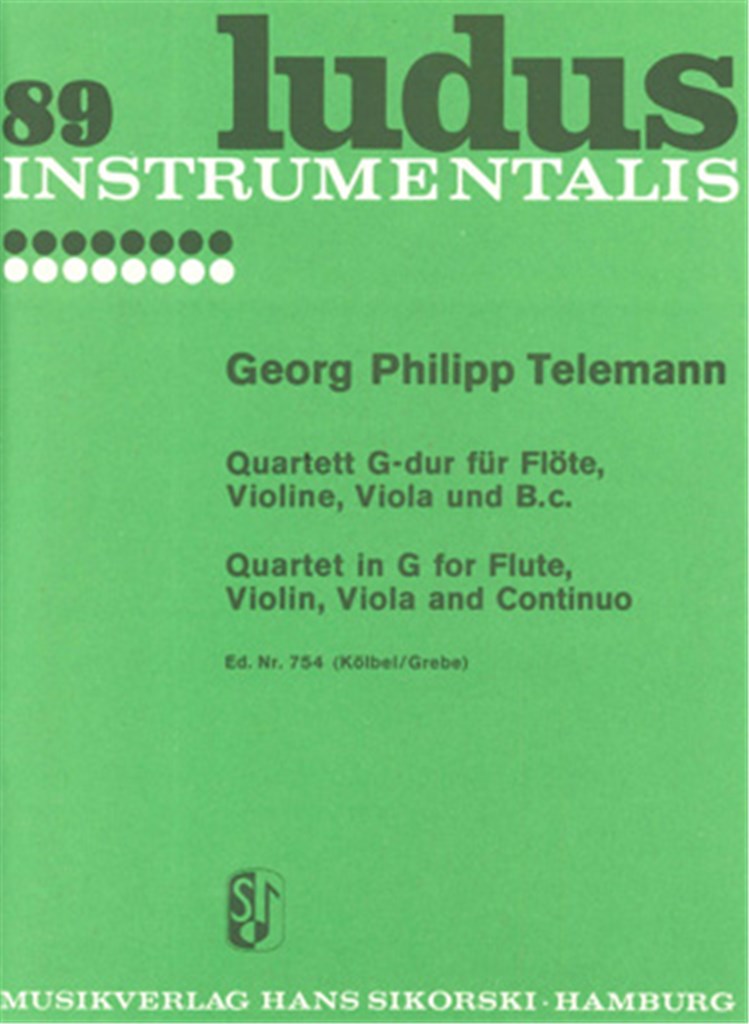 Quartet G major for Flute, Violin, Viola and basso continuo, TWV 43:G12 (Set of Parts)