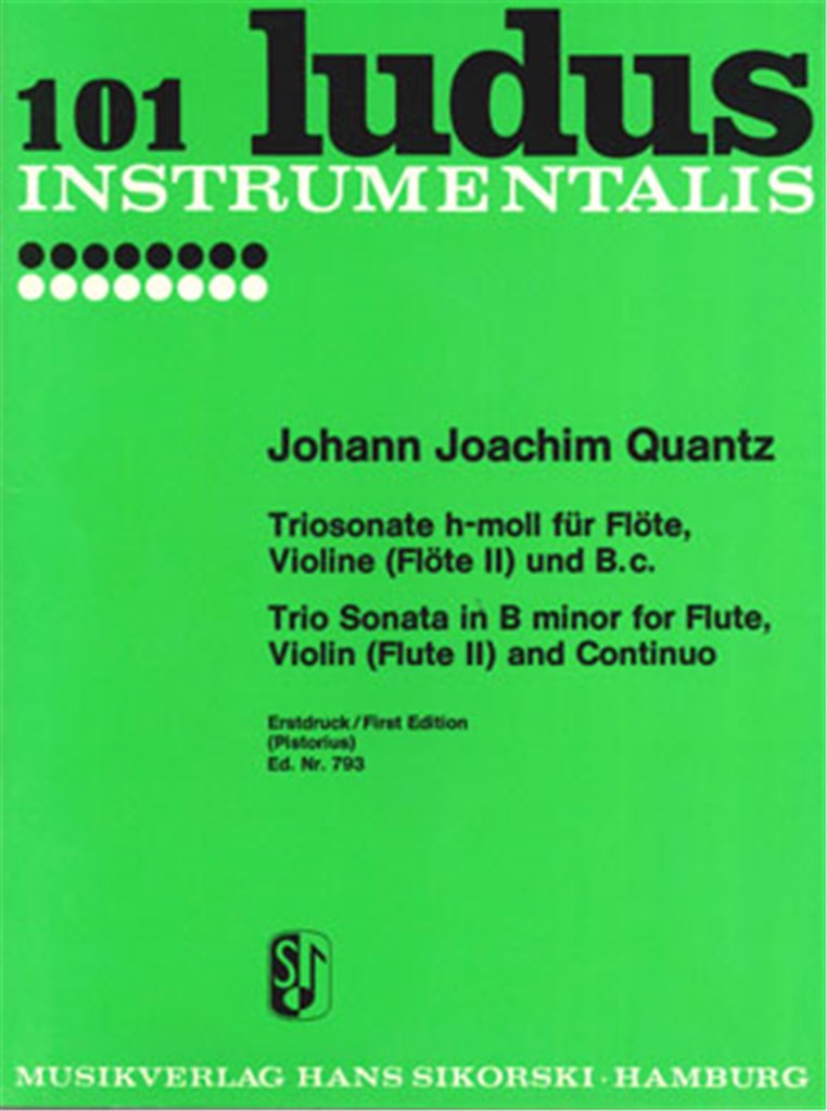 Trio Sonata B minor for Flute, Violin (Flute II) and basso continuo (Set of Parts)