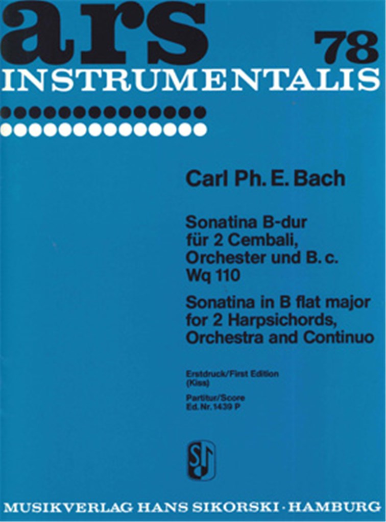 Sonatina B major for two Harpsichords, Orchestra and Basso continuo Wq 110 (Score Only)