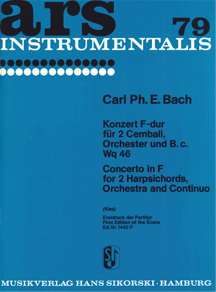 Concerto F major for two Harpsichords, Orchestra and Basso continuo Wq 46 (Score Only)
